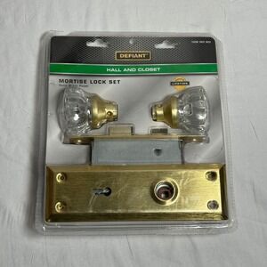 Defiant‎ Hall and Closet Mortise Lock Set Satin Brass Finish Clear Knobs